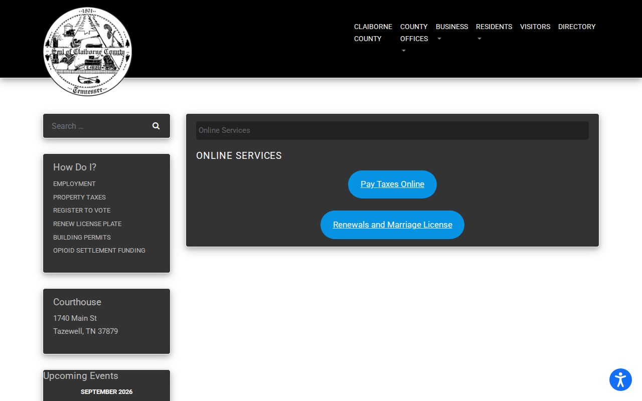 Claiborne County online services checked for a public case search