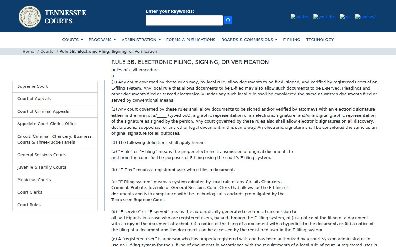 Claiborne County civil docket and Tennessee Rule 5B information