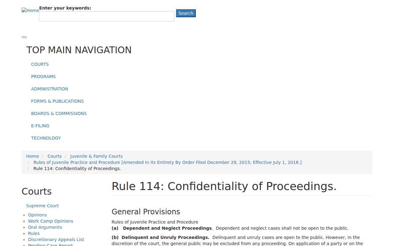 Claiborne County criminal docket juvenile access rule