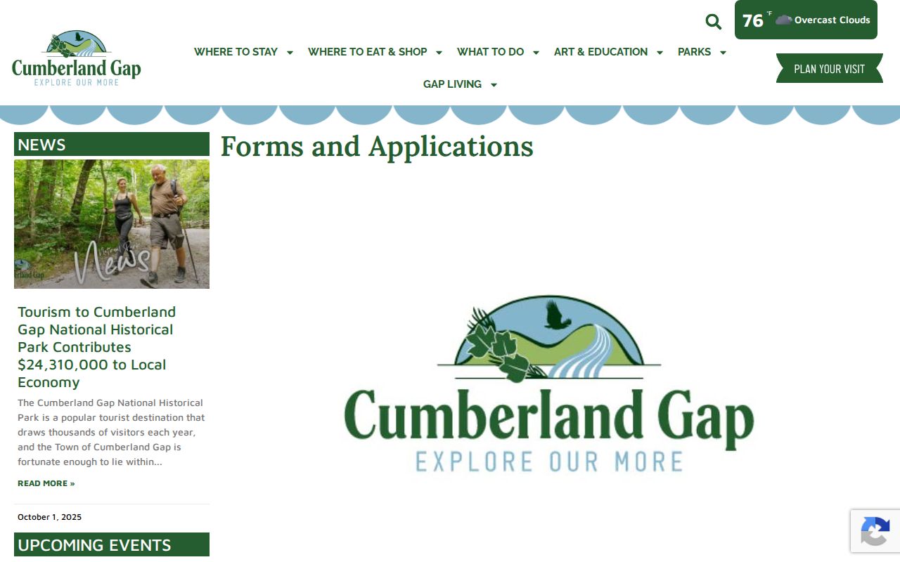 Cumberland Gap court docket public records forms page