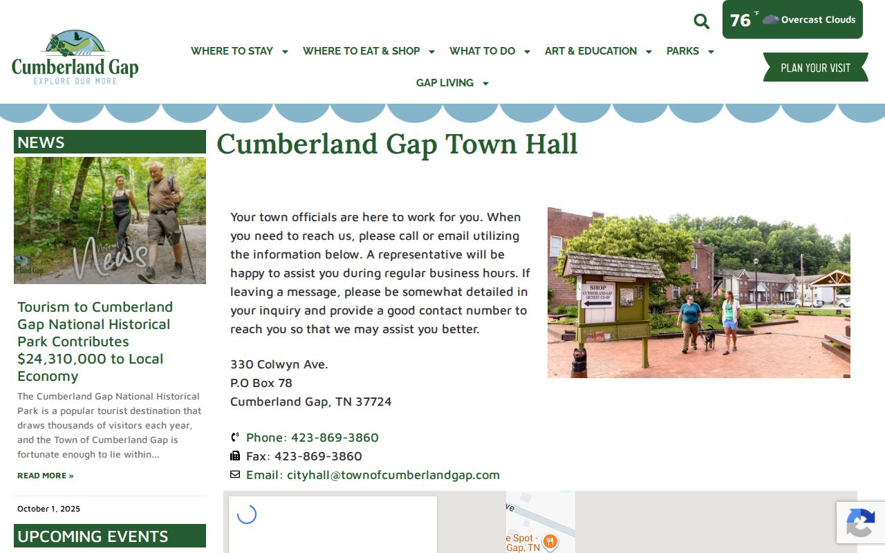 Cumberland Gap court docket Town Hall contact information