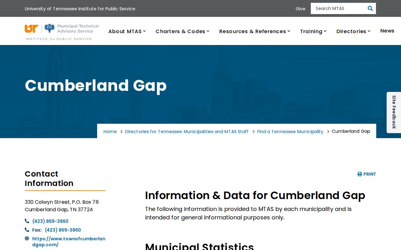 Cumberland Gap court docket municipal profile