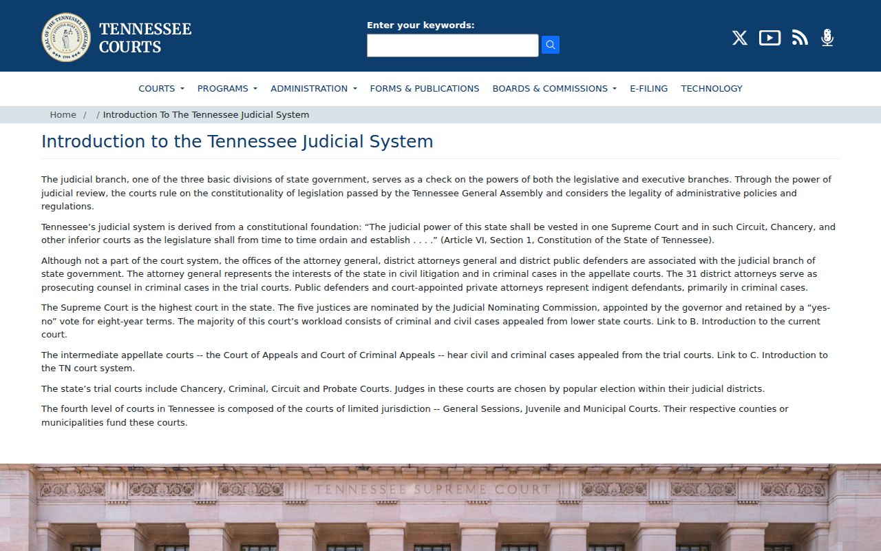 Claiborne County court docket context in the Tennessee court system overview