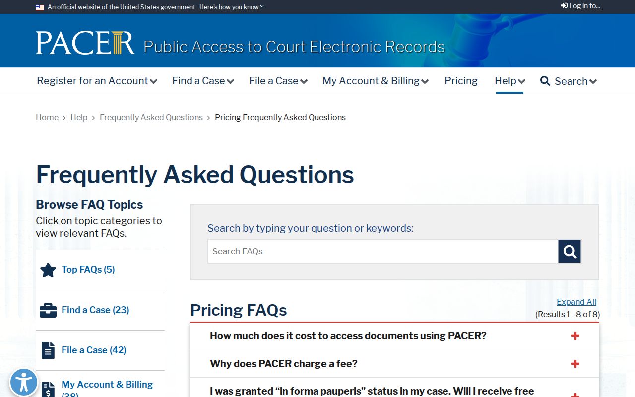 New Tazewell court docket comparison with PACER pricing information